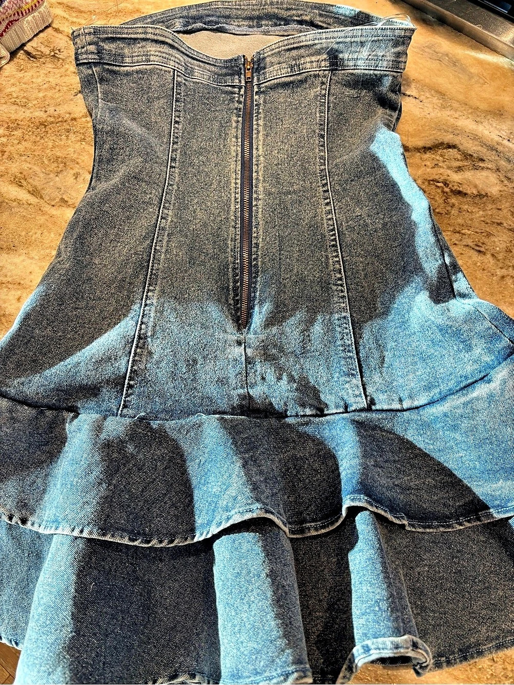 Fashion Nova Denim Ruffle Mini Dress Size Small Like New